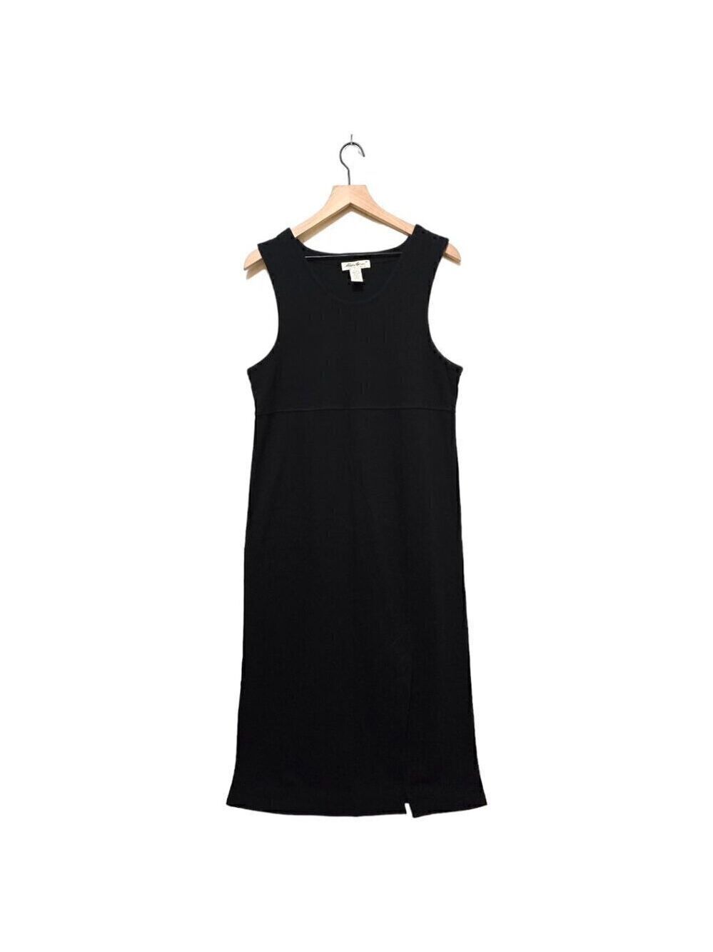 Eddie Bauer Black Cotton Knit Stretch Sleeveless Midi Dress Sz M